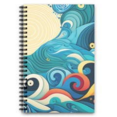 Waves Ocean Sea Abstract Whimsical Abstract Art Pattern Abstract Pattern Water Nature Moon Full Moon 5 5  X 8 5  Notebook by Bedest