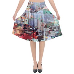 Digital Computer Technology Office Information Modern Media Web Connection Art Creatively Colorful C Flared Midi Skirt by Maspions