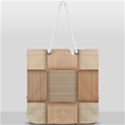 Wooden Wickerwork Texture Square Pattern Full Print Rope Handle Tote (Large) View2