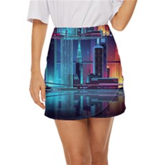 Digital Art Artwork Illustration Vector Buiding City Mini Front Wrap Skirt by Maspions
