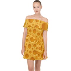 Cheese Texture Food Textures Off Shoulder Chiffon Dress by nateshop