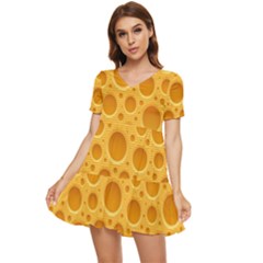 Cheese Texture Food Textures Tiered Short Sleeve Babydoll Dress by nateshop