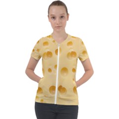Cheese Texture, Yellow Cheese Background Short Sleeve Zip Up Jacket by nateshop
