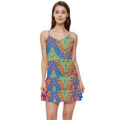 Colorful Floral Ornament, Floral Patterns Short Frill Dress by nateshop