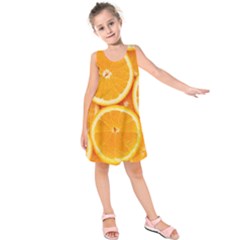 Oranges Textures, Close-up, Tropical Fruits, Citrus Fruits, Fruits Kids  Sleeveless Dress by nateshop
