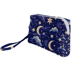 Night Moon Seamless Background Stars Sky Clouds Texture Pattern Wristlet Pouch Bag (small) by Maspions