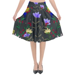 Bird Flower Plant Nature Flared Midi Skirt by Maspions