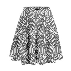 Monochrome Maze Design Print High Waist Skirt by dflcprintsclothing