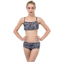 Rebel Life: Typography Black and White Pattern Layered Top Bikini Set View1