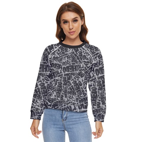 Rebel Life: Typography Black And White Pattern Women s Long Sleeve Raglan T-shirt by dflcprintsclothing