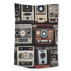 Retro Cameras Old Vintage Antique Technology Wallpaper Retrospective Large Tapestry by Grandong