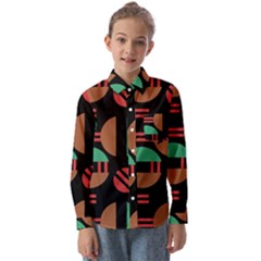 Abstract Geometric Pattern Kids  Long Sleeve Shirt by Maspions