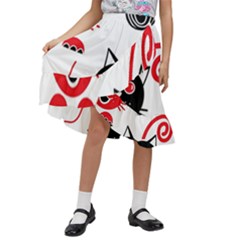 Cat Little Ball Animal Kids  Ruffle Flared Wrap Midi Skirt by Maspions