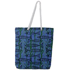 Fish Pike Pond Lake River Animal Full Print Rope Handle Tote (large) by Maspions