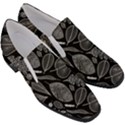 Leaves Flora Black White Nature Women Slip On Heel Loafers View3