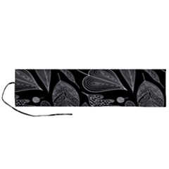 Leaves Flora Black White Nature Roll Up Canvas Pencil Holder (l) by Maspions