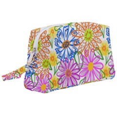 Bloom Flora Pattern Printing Wristlet Pouch Bag (large) by Maspions