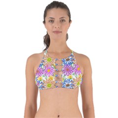 Bloom Flora Pattern Printing Perfectly Cut Out Bikini Top by Maspions
