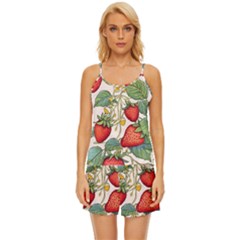 Strawberry-fruits Satin Pajama Short Set by Maspions