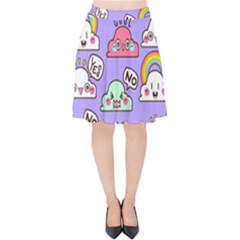 Cloud Seamless Pattern Velvet High Waist Skirt by Apen