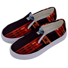 Sci-fi Futuristic Science Fiction City Neon Scene Artistic Technology Machine Fantasy Gothic Town Bu Kids  Canvas Slip Ons by Posterlux