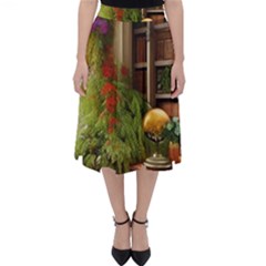 Room Interior Library Books Bookshelves Reading Literature Study Fiction Old Manor Book Nook Reading Classic Midi Skirt by Posterlux