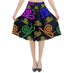 Pattern Repetition Snail Blue Flared Midi Skirt by Maspions