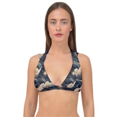 Starry Sky Moon Space Cosmic Galaxy Nature Art Clouds Art Nouveau Abstract Double Strap Halter Bikini Top by Posterlux