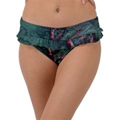Night Sky Nature Tree Night Landscape Forest Galaxy Fantasy Dark Sky Planet Frill Bikini Bottoms by Posterlux