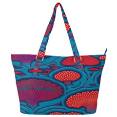 Vintage Ornate Mushroom Leafage Wallpaper Full Print Shoulder Bag by Apen