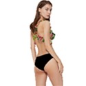 Monstera Colorful Leaves Foliage Low Cut Ruffle Edge Bikini Top View3