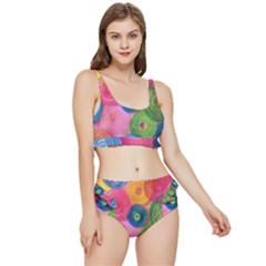 Colorful Abstract Patterns Frilly Bikini Set by Maspions