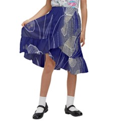 Flower Nature Abstract Art Kids  Ruffle Flared Wrap Midi Skirt by Maspions