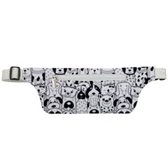 Seamless Pattern With Black White Doodle Dogs Active Waist Bag by Grandong