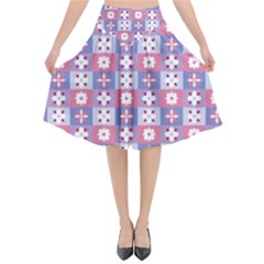 Flower Art Pattern Geometric Flared Midi Skirt by Maspions