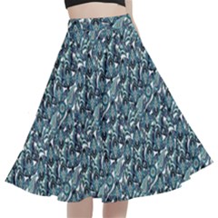 Blue Paisley A-line Full Circle Midi Skirt With Pocket by DinkovaArt