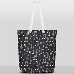 Chalk Music Notes Signs Seamless Pattern Full Print Rope Handle Tote (small) by Ravend