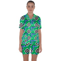 Beauitiful Geometry Satin Short Sleeve Pajamas Set by Sparkle