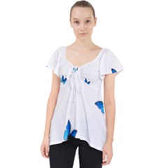 Butterfly-blue-phengaris Lace Front Dolly Top by saad11