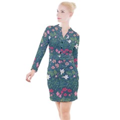 Spring Design  Button Long Sleeve Dress by AlexandrouPrints