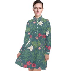 Spring Design  Long Sleeve Chiffon Shirt Dress by AlexandrouPrints