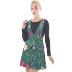 Spring Design  Plunge Pinafore Velour Dress by AlexandrouPrints