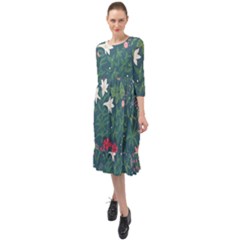 Spring Design  Ruffle End Midi Chiffon Dress by AlexandrouPrints