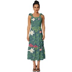 Spring Design  Tie-strap Tiered Midi Chiffon Dress by AlexandrouPrints