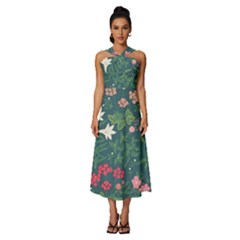 Spring Design  Sleeveless Cross Front Cocktail Midi Chiffon Dress by AlexandrouPrints