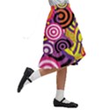 Abstract Circles Background Retro Kids  Ruffle Flared Wrap Midi Skirt View3