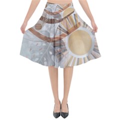 Boho Background Leaves Botanical Flared Midi Skirt by Maspions