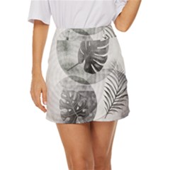 Vintage Retro Boho Background Leaves Botanical Mini Front Wrap Skirt by Maspions