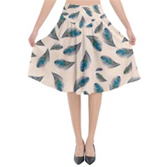 Background Palm Leaves Pattern Flared Midi Skirt by Maspions
