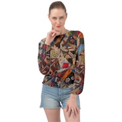Background Embroidery Pattern Stitches Abstract Banded Bottom Chiffon Top by Ket1n9